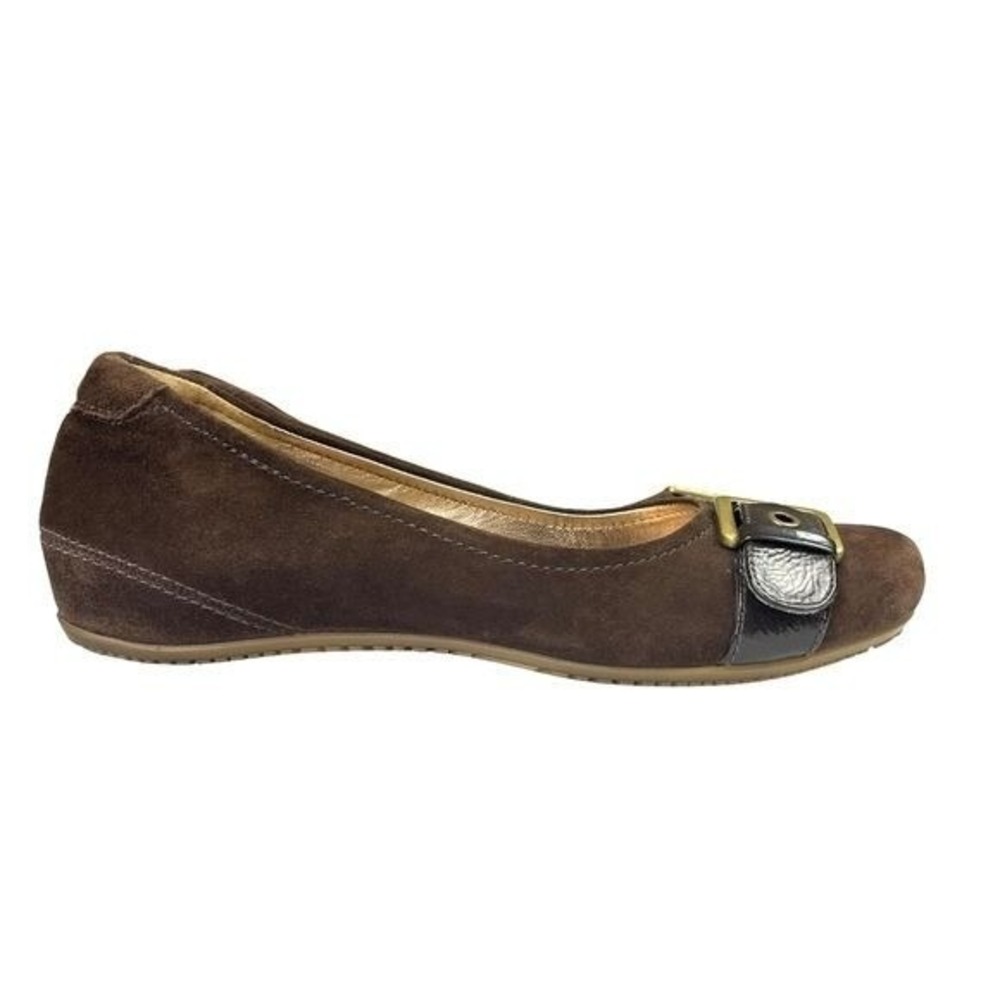 Ecco Ballet Buckle Flats Womens Size‎ EU 37 US 6-6.5 Brown Suede Shoes